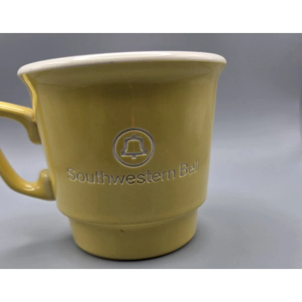 Vintage Southwestern Bell Telephone Mug Yellow Bell System Logo Advertising Cup